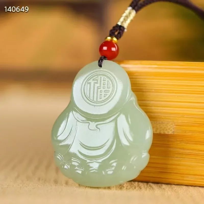 Natural 100% real cyan hetian jade pendant necklace hand-carved the Buddha necklaces pendants man woman jade jewelry Bless peace