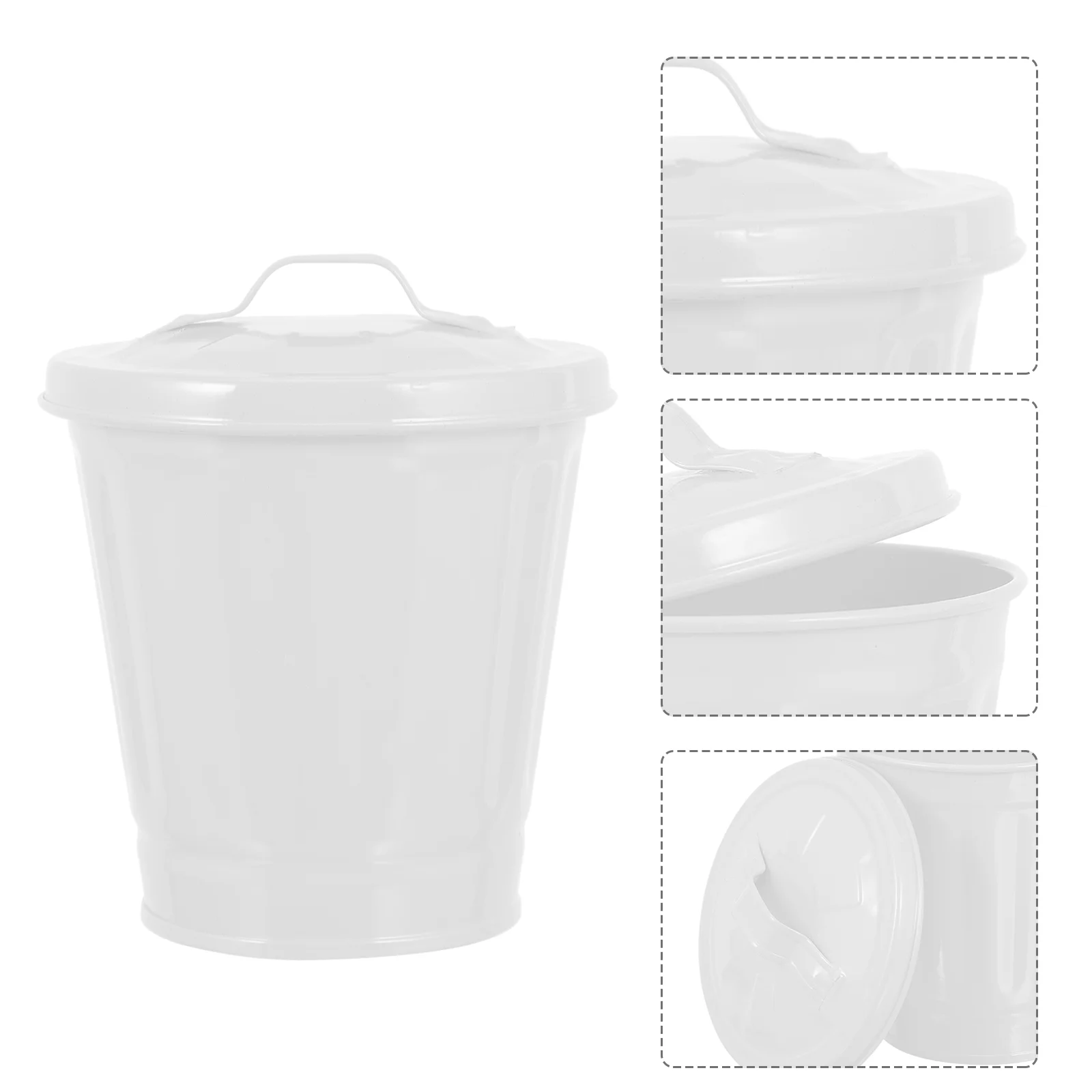 

Trash Bin Garbage Can Desktop Adorable Waste Small Metal White Container Lovely Recycling Office