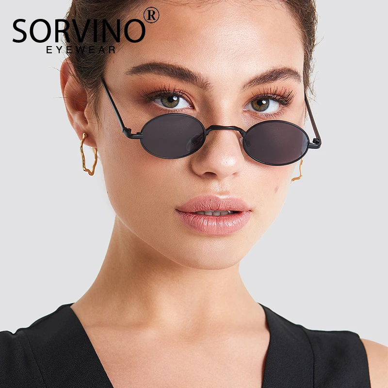 SORVINO Wąskie Okulary Przeciwsłoneczne Steampunk Owalne 2026 Damskie Vintage Małe Gogle Steam Punk Projektant Złote Małe Okulary Przeciwsłoneczne SN229