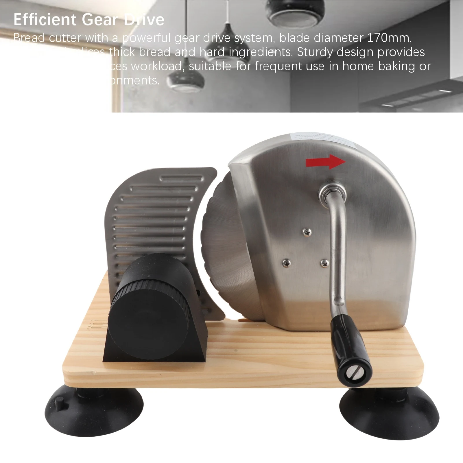 

Manual Bread Cutter Hand Crank Removable Ergonomic Adjustable Thickness Bread Slicing Cutter with Suction Cup Base for Kitchens