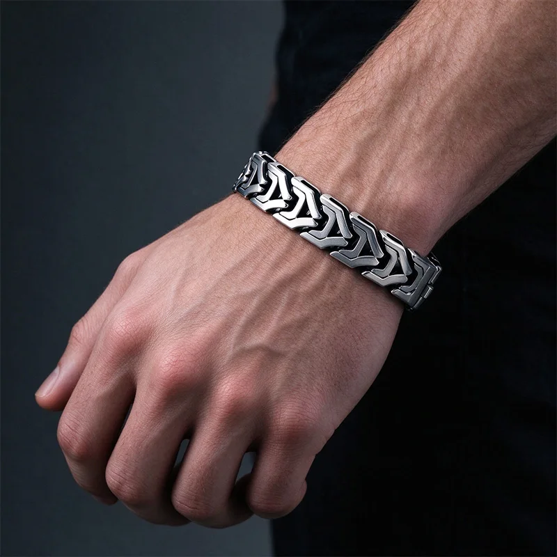 KALEN Vintage Leisure Men Byzantine Chain Bracelet Stainless Steel Unisex Biker Hip Hop Chunky Wrist Jewelry Father's Day Gifts