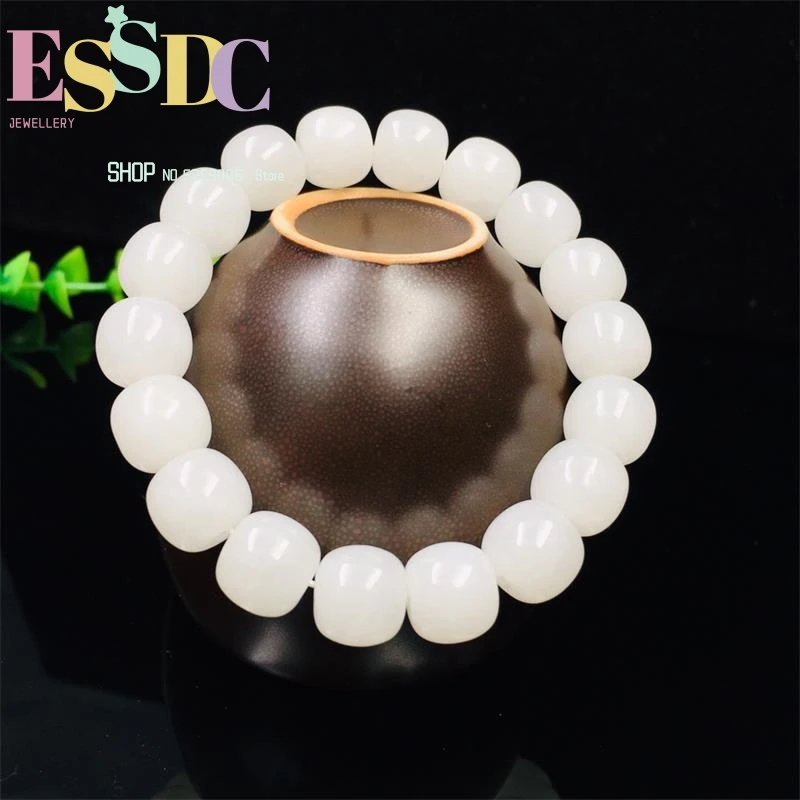 

Wholesale New Style White BeadedRetro Men And Women Single Circle Jade Bracelets Crafts Jewelry