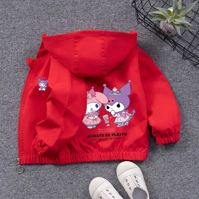 Sanrio Baby Girls Fashion Jackets Children's Hooded Coats Cute My Melody Print Outdoor Coats for Kids Autumn New Jacket