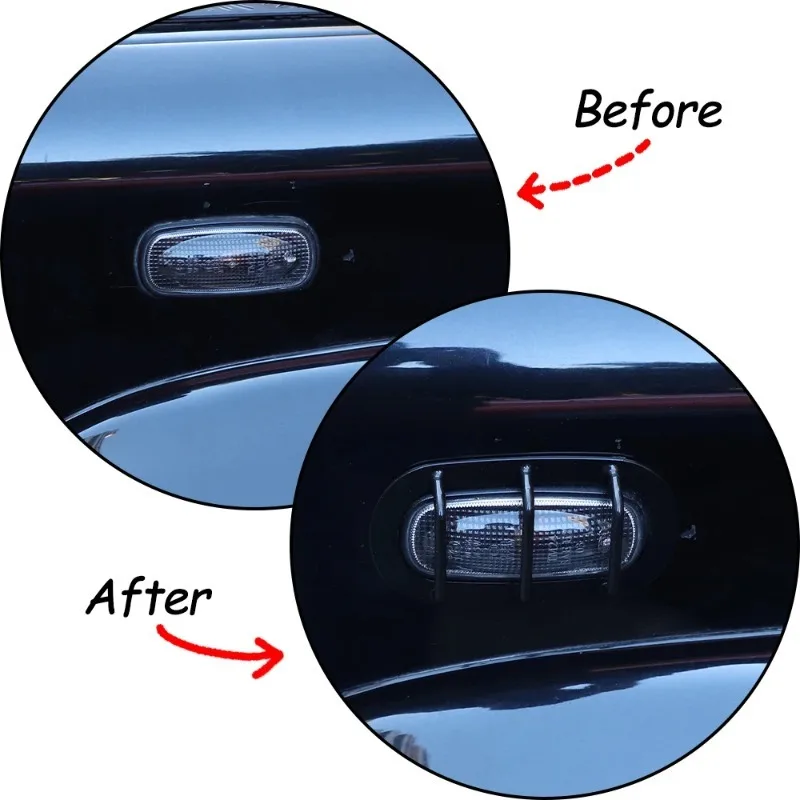 لاند روفر المدافع 90 110 130 04-18 الفولاذ المقاوم للصدأ الأسود سيارة بدوره إشارة غطاء للحماية تزيين ملصق اكسسوارات السيارات #6