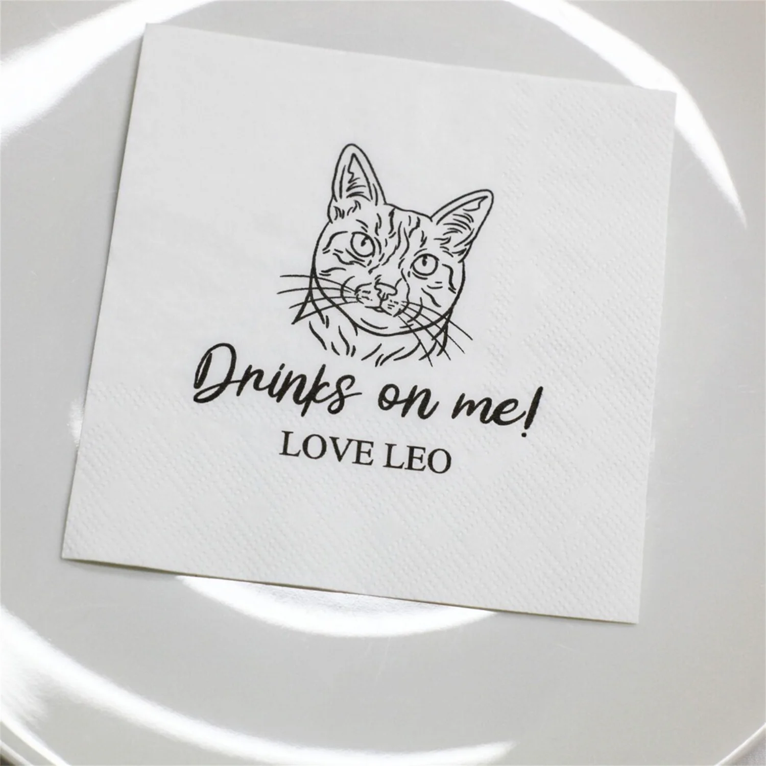 

50 PCS Custom Pet Wedding Napkins,Personalized Cocktail Pet Napkins,Customized Illustrated Dog Wedding Napkins,Custom Pet Portra