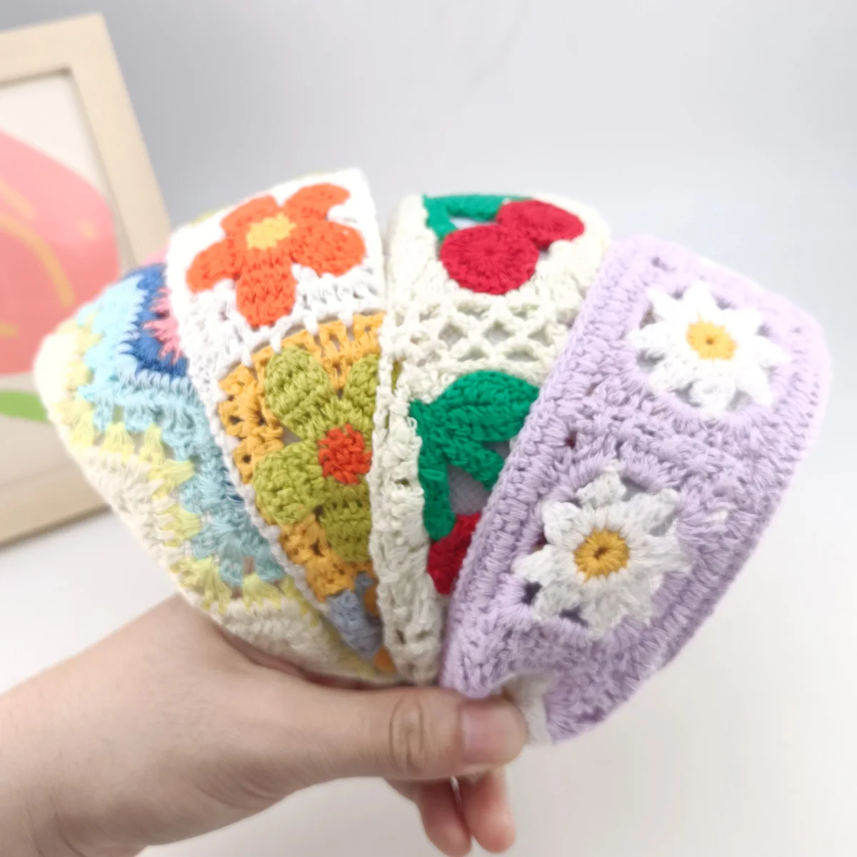 

Обручи для волос с милой цветочной вышивкой для девочек, красочная вязаная шерстяная широкая повязка для волос для девочек, головные уборы, женские аксессуары для волос