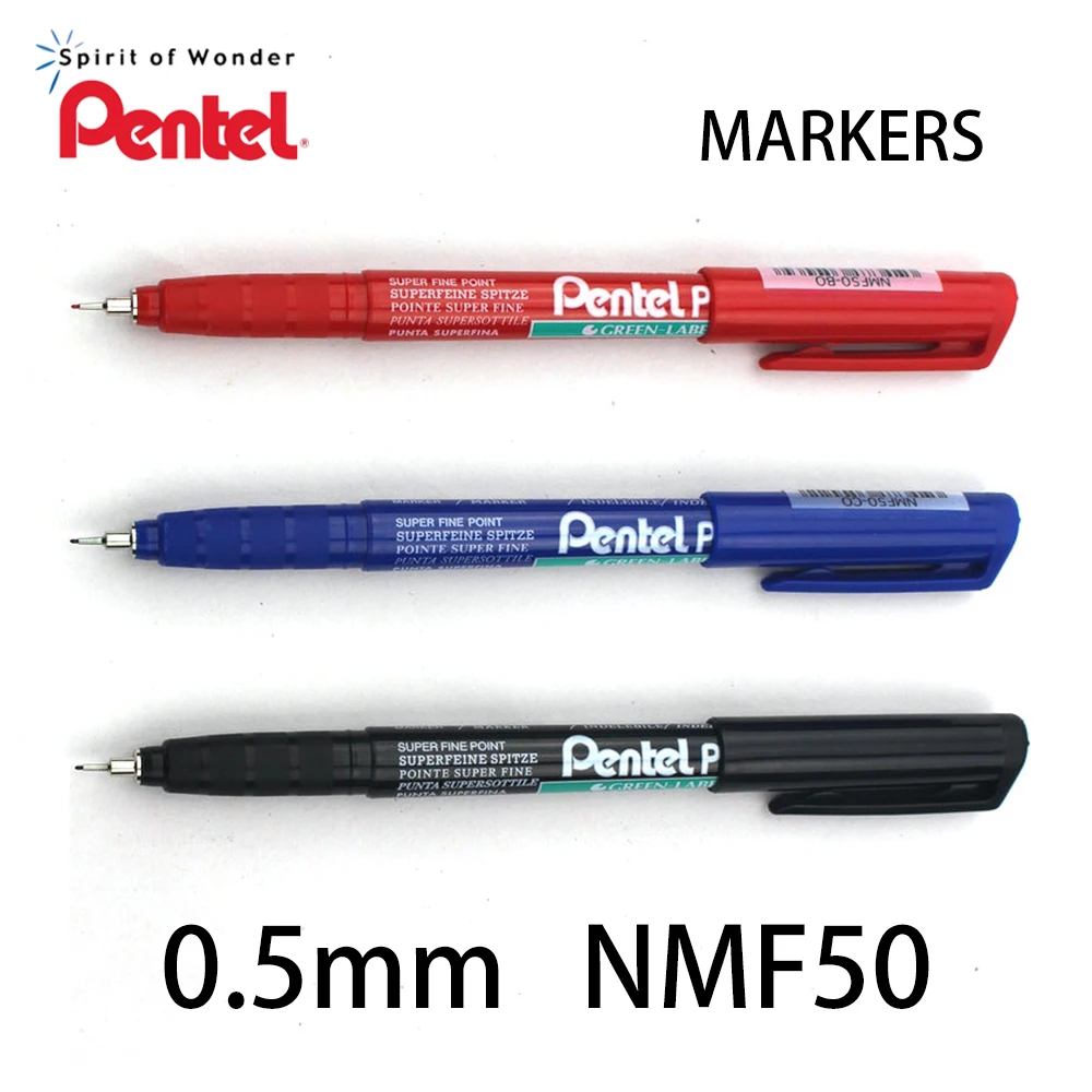 3pcs/6pcs Japan Pentel Oil Needle Pen Permanent Marking Pen NMF50 Black Red Blue 0.5MM Office Supplies School Stationery