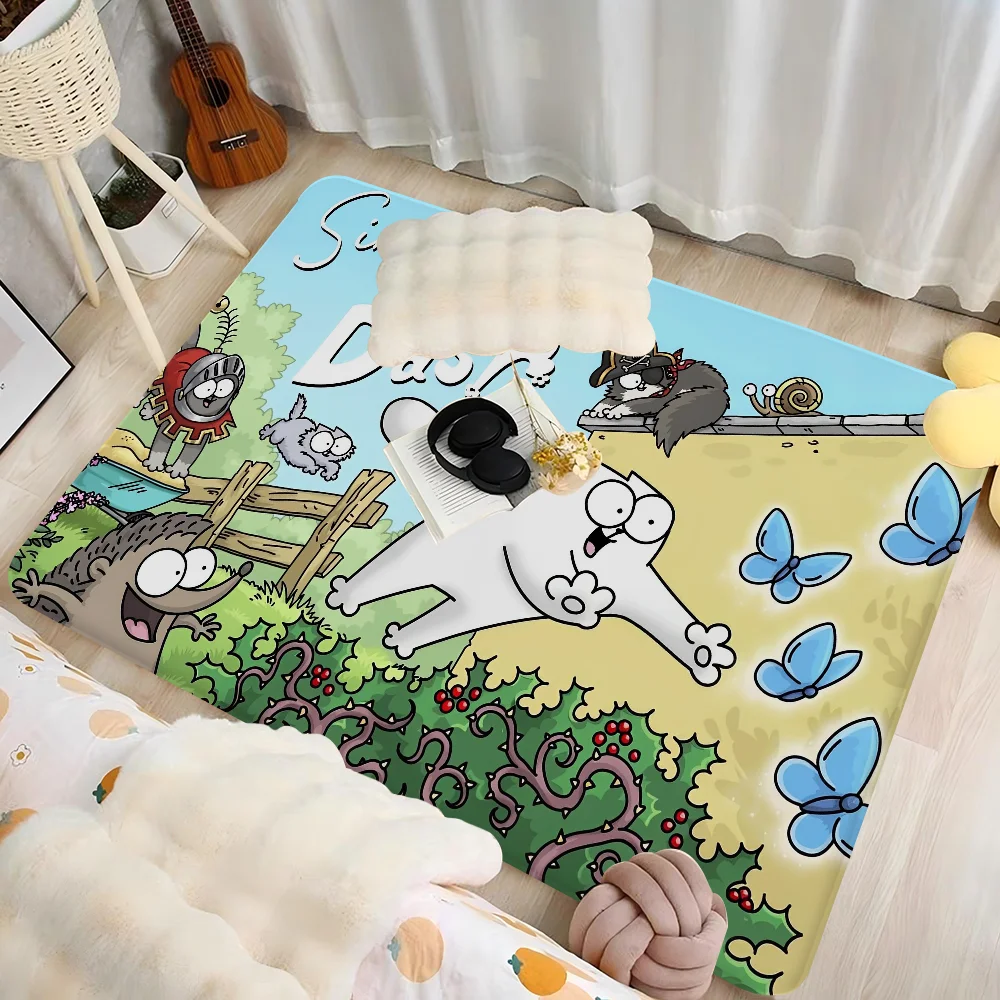 

Cute-S-Simons-Cat Floor Mat INS Style Soft Bedroom Floor House Laundry Room Mat Anti-skid Household Carpets