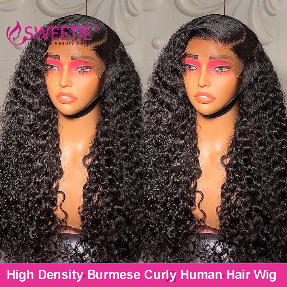 

250% Burmese Curly Human Hair Wigs Spanish Curly 13x6 Lace Frontal Wigs Cambodian Curly Wigs Deep Curly 13x6 HD lace Frontal Wig