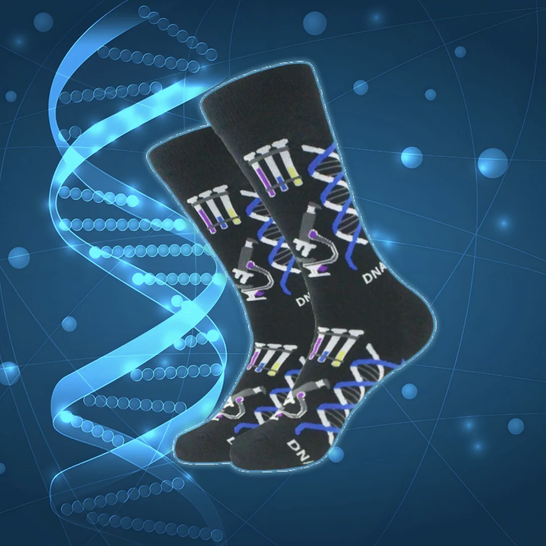 1 Pair Of DNA Science Research Scientist Microscope Mid-Tube Unisex Socks
