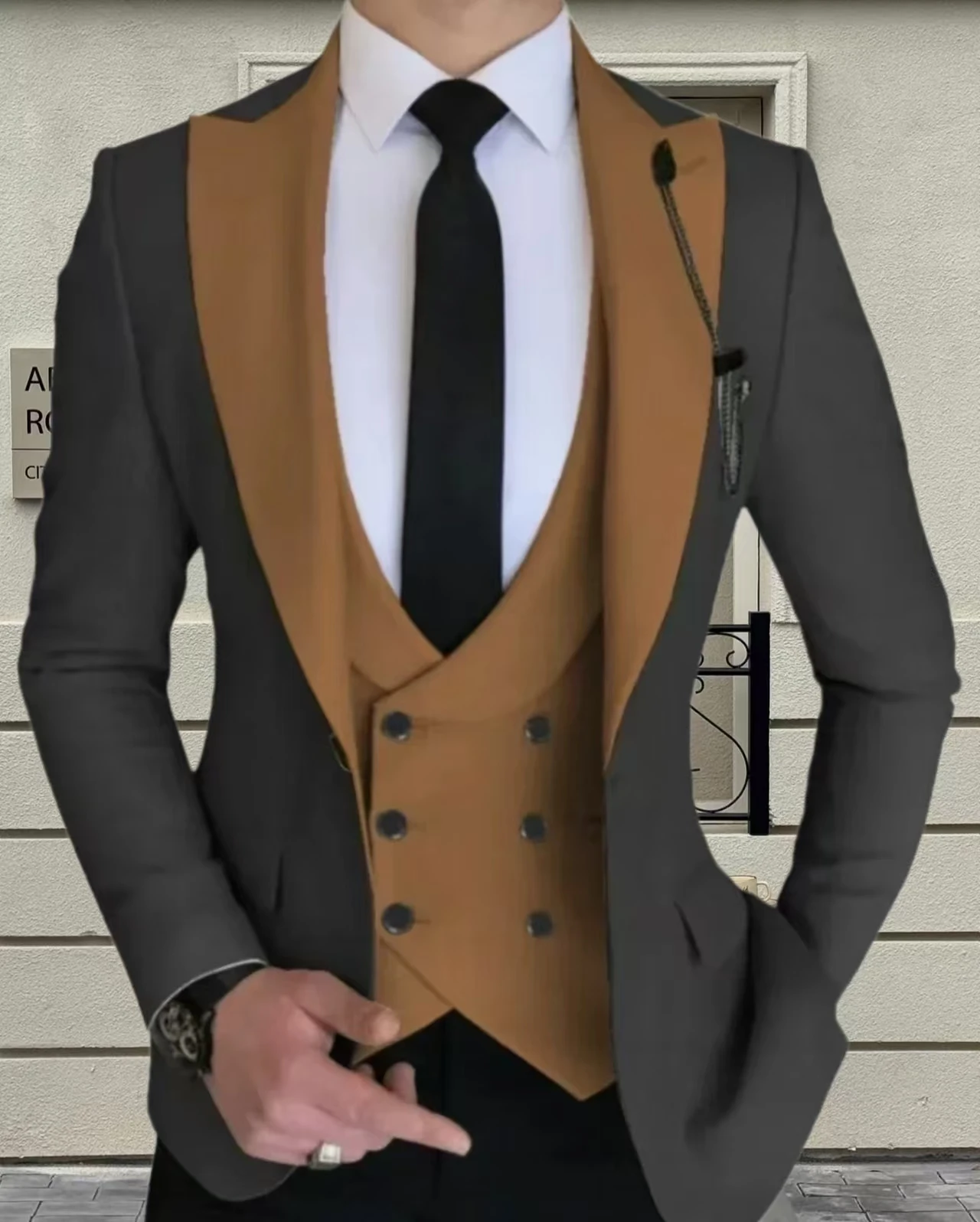 

Мужская одежда, комплект из 3-х предметов: пиджак, жилет и брюки, мужской приталенный костюм с цветными лацканами, летний пляжный банкетный костюм