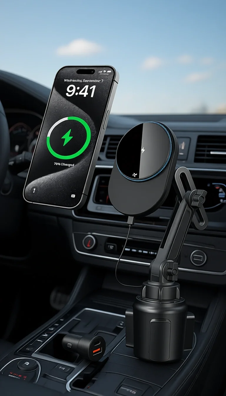 

15W MagSafe Car Mount Wireless Charger with Cooling Cup Holder for iPhone 12 13 14 15 16