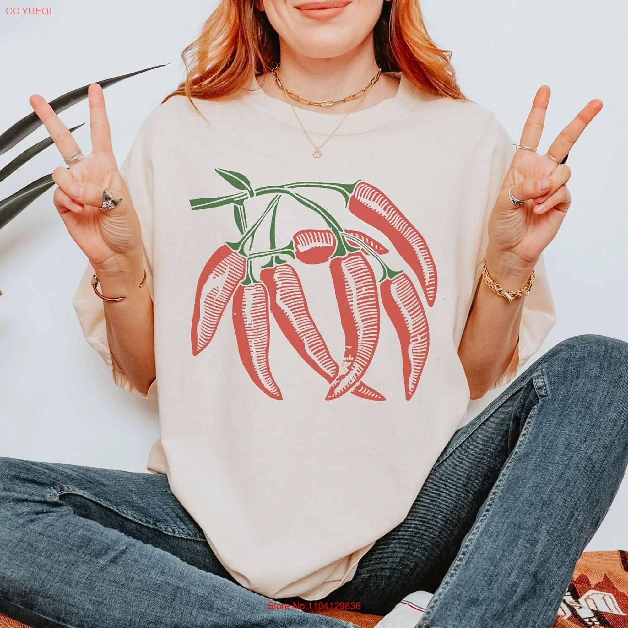 Hot Pepper Linoleum Block PrinT T Shirt Comfort Colors Vegetable Jalapeno Lover Spice Spicy long or short sleeves