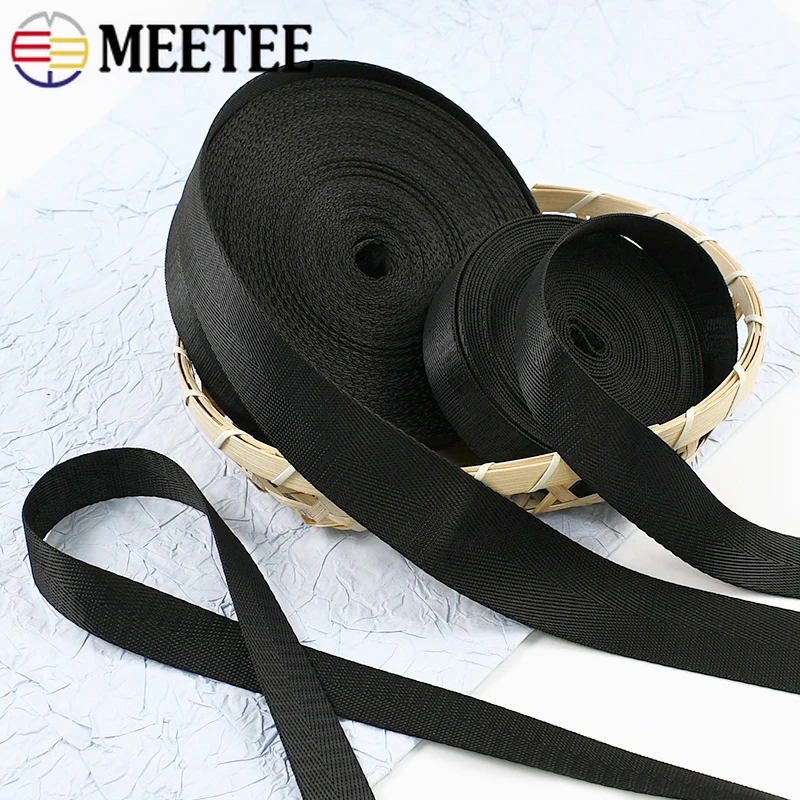 

10M 20-50mm Black Nylon Webbing Strap Belt Sling Pet Collar Backpack Decorative Braid Ribbon Bias Binding DIY Sewing Accessories