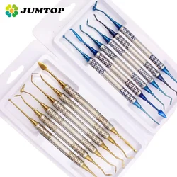 JUMTOP Dental Composite Filling Spatula Tools Double Head Titanium Plated Head Fill Restoration 6Pcs/Set