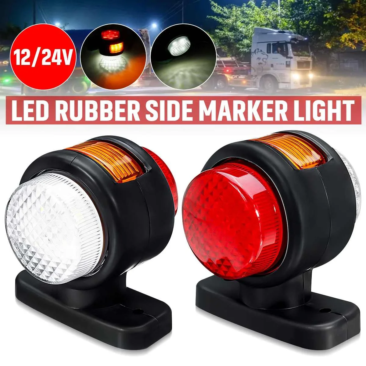 

1/2X 12V 24V Car Truck 11LED Side Marker Light Clearance Turn Signal Indicator Lamps Rear Brake Stop Lights For Trailer Lorry
