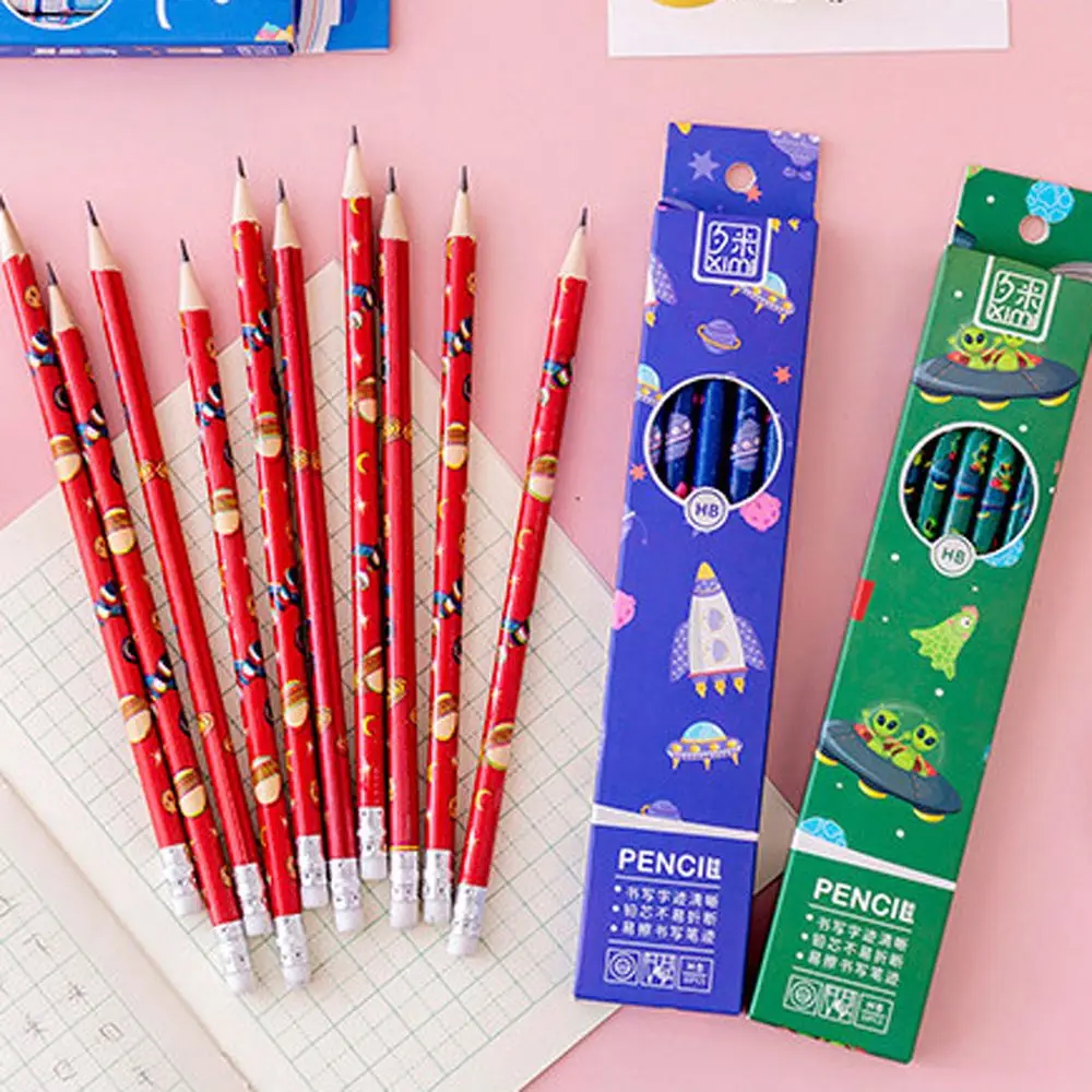 Pencils Drawing Supplies Art Stationery Painting Pencils Cartoon Pencil Set Space Theme Pencils HB Standard Pencils With Eraser