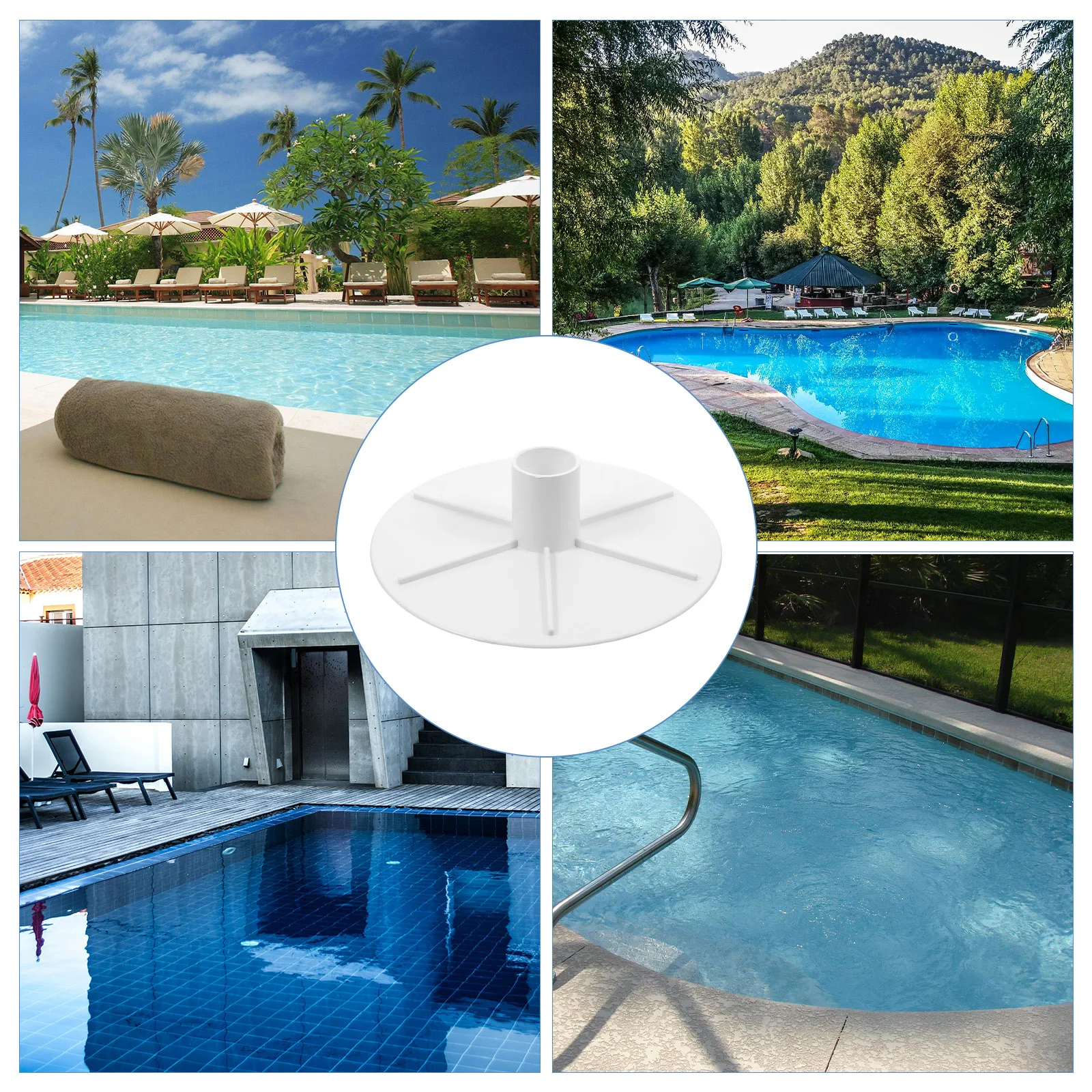 لوحة غطاء مقشدة حمام السباحة، مادة ABS مناسبة تمامًا، تصميم أبيض أنيق ومتين، سهل التركيب، محول مكنسة مقشدة