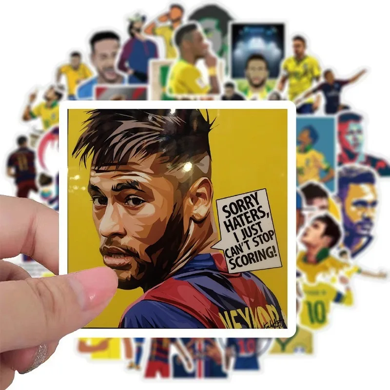 สติกเกอร์ต่อพ่วง Neymar 50ชิ้นกระเป๋าเดินทางถ้วยน้ำเครื่องเขียนโทรศัพท์มือถือรถสกู๊ตเตอร์แล็ปท็อปสติกเกอร์ตกแต่งตู้เย็น