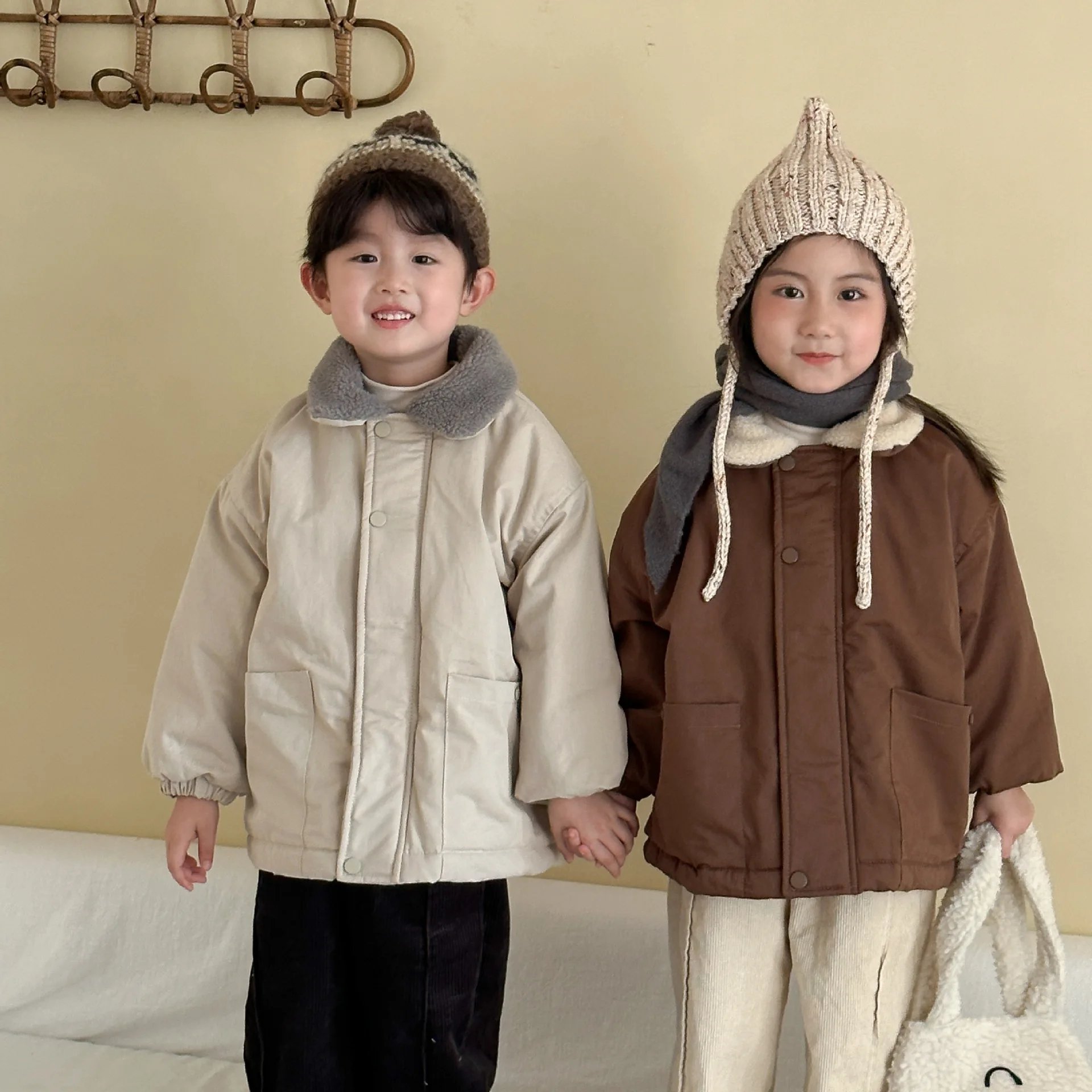 

2025 Winter New Children Long Sleeve Fleece Coat Plus Velvet Thick Girls Padded Jacket Kids Clothes Boys Warm Quilted Jacket