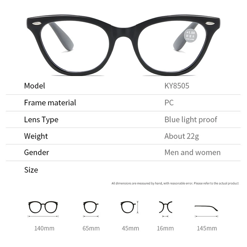 Anti Blue Light Cat Eye Reading Glasses Retro Spring Leg Presbyopia Eyeglasses Men And Women Diopter +1.0 +2.0 +2.5 3.0 3.5 +4.0