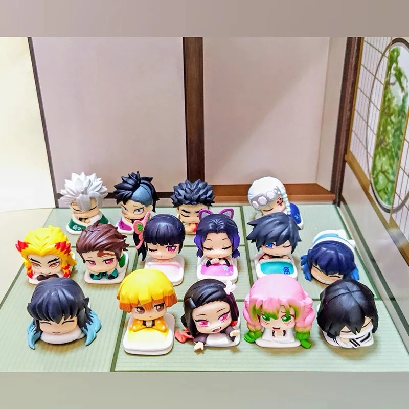Japanese Genuine Gacha Scale Model Demon Slayer Bed Sleep Doll Kamado Nezuko Hashibira Inosuke Collection Action Figure Toy