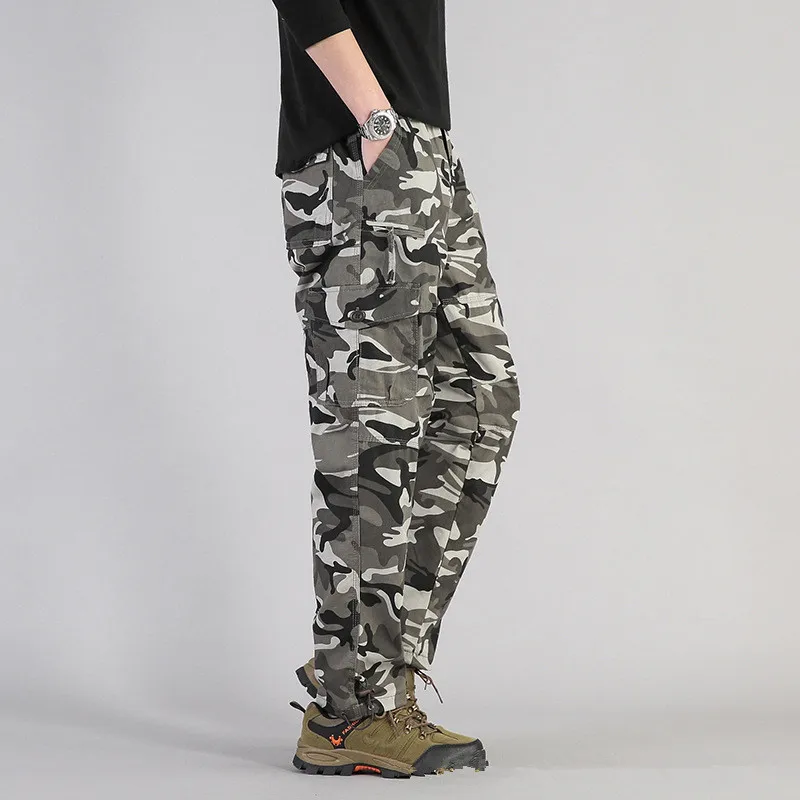 Mode Mannen Cargo Broek Losse Multi-pocket Camouflage Broek Pantalon Homme Big Size 5XL Toevallige Mannelijke Heren Overalls bodems