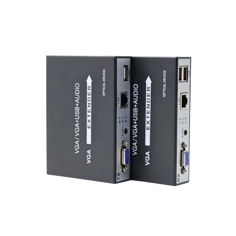 

PINWEI VGA + Audio KVM Extender Over Cat5e/Cat6 - VGA to RJ45 Network up to 150m (490ft) VGA Over Ethernet LAN Cable for CCTV