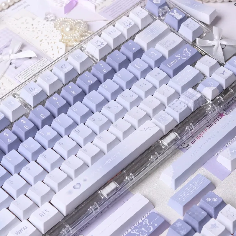 Twilight Butterfly Theme Keycaps Set Custom PBT Sublimation Cherry/FOA Profile Keyboard Cap for Mechanical Keyboard Accessories
