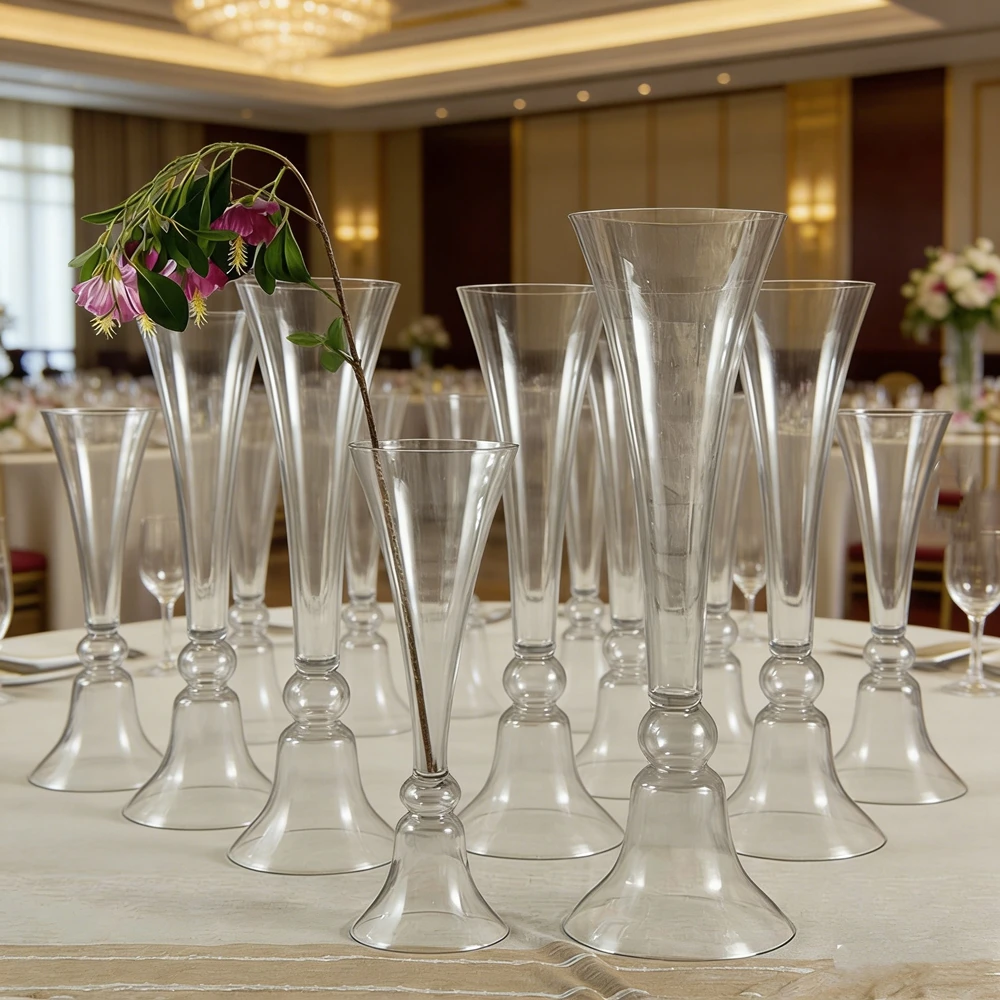 1-10pcs)f80cm Round Glass Wedding Flower Arrangements Stand Centerpieces Event Table Items Decoration Party Rentals Flower Stand