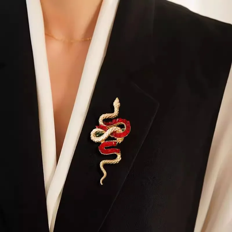 

Year of the Snake gifts Chinese style red brooches men's women's accessories suit pin zodiac snake Brooch