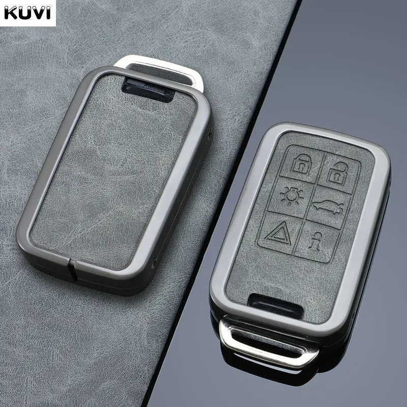 For Volvo S60L/XC60/S80L/V60/V40 Alloy Leather Smart Car Remote Key Case Cover Shell Protector Keychain Accessories