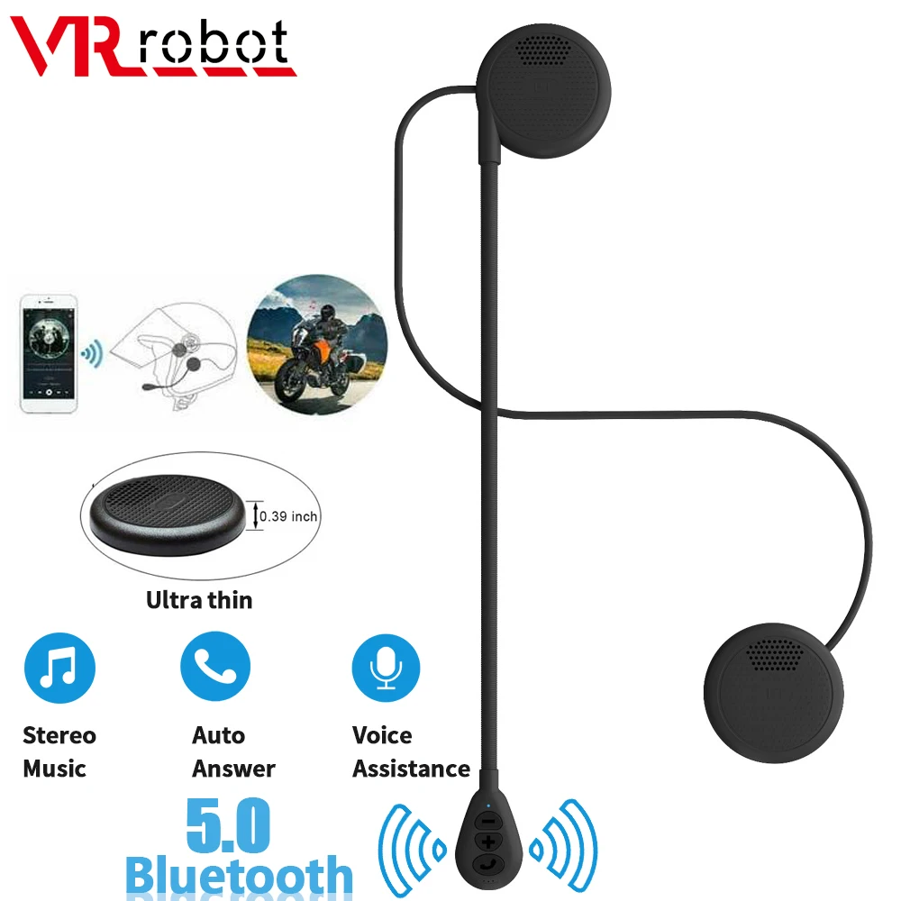 VR robot Ultra Thin Headset Bluetooth Motorcycle Helmet Earphone Auto-Answer Wireless Stereo Music Player Handsfree Headphone