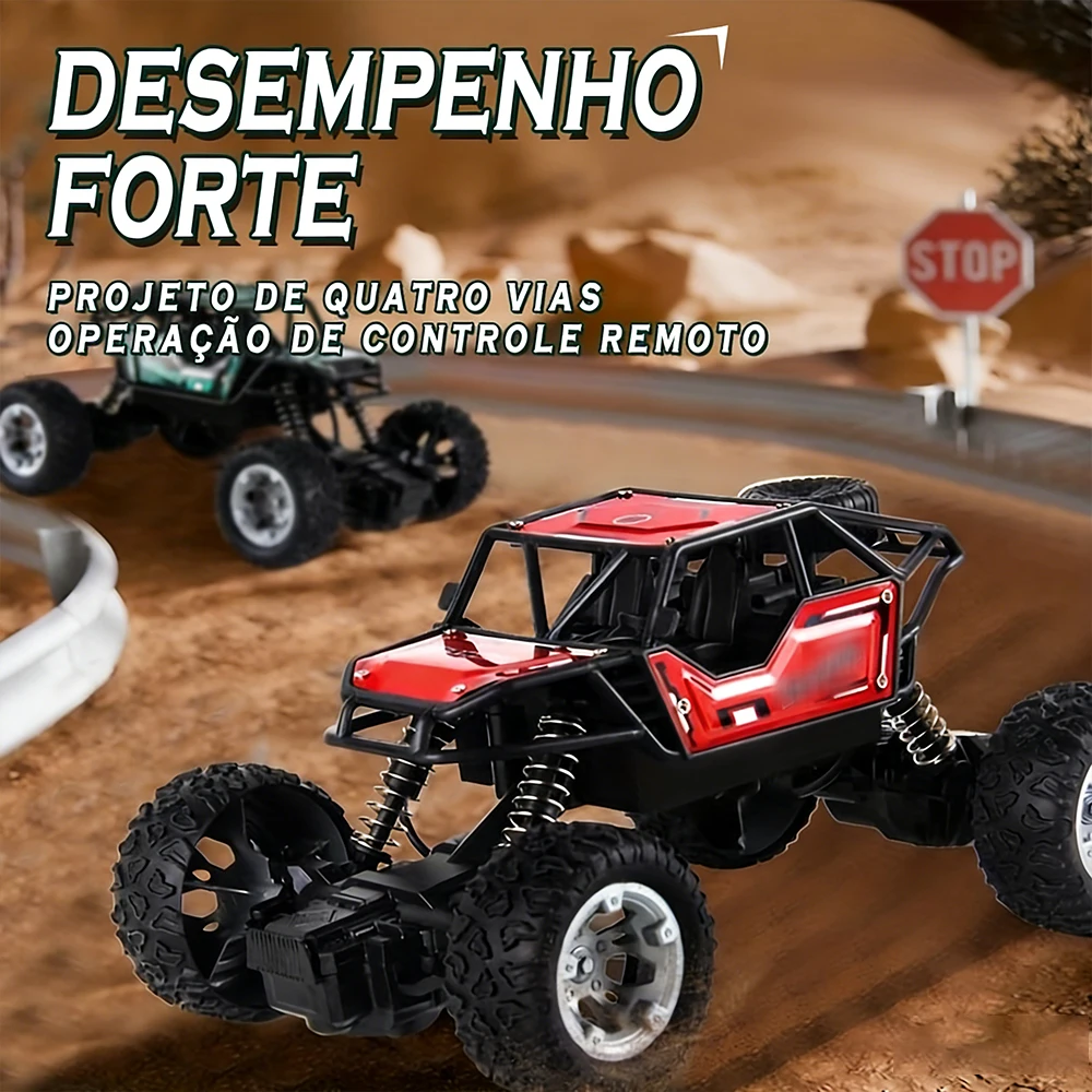 Carro Controle Remoto 4x4 Elétrico Recarregável USB, Resistente para Terreno Acidentado, Ideal para Crianças