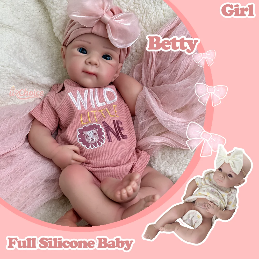 

Betty 19inch Reborn Doll 100% Platinum Silicone Angel Baby Girl with Soft Skin Flexible Body for Artist Collectibles