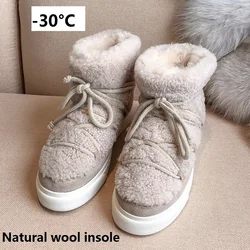 Stivali da neve in lana da donna Stivaletti piatti invernali stile dolce per ragazze Scarpe invernali da donna soffici Femmes Bottes Chaussure Femme.