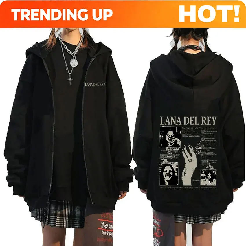 Singer Lana Del Rey 2023 New Zipper Hoodie Unisex Hip Hop Retro Pullover Zip Up Sweatshirt Fashion Loose Coats Hooded Streetwear