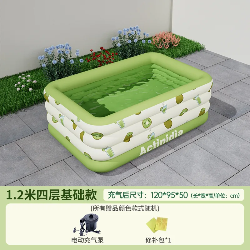 4-lagiger aufblasbarer Kinderpool mit Rutsche und Sonnenschirm, Wasserspielspielzeug für zu Hause