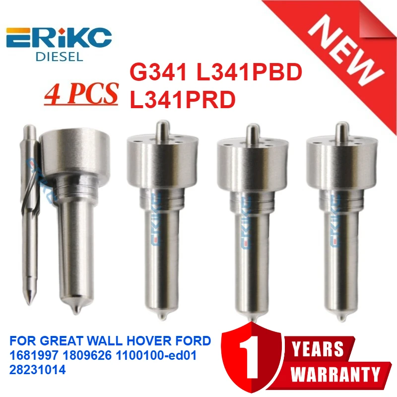 

4PCS Common Rail Nozzle G341 L341PBD L341PRD FOR GREAT WALL HOVER H5 H6 FORD 1681997 1809626 1100100-ed01 28231014