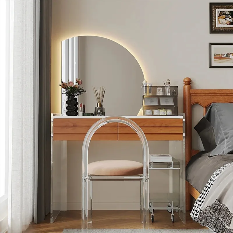 

Women Nordic Stool Dresser Eithe Drawers Mirror Women Wooden Dressing Table Storage Makeup Large Comoda Pra Quarto Furniture