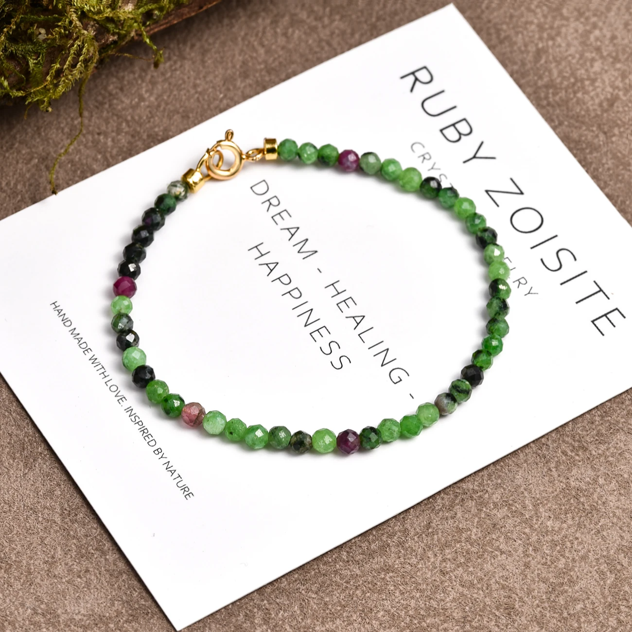 Natural Ruby Zoisite Bracelet Faceted Green Beads with Red Sparkle Dainty Unisex Jewelry for Men Women Adjustable Free Shipping #5