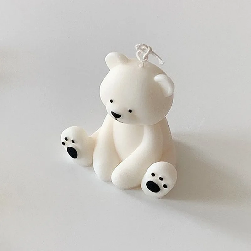 Large 3D Sitting Bear Aromatherapy Candle Silicone Mold Diy Cute Animal Plaster Craft Resin Mold Handmade Soap Candle Making Kit