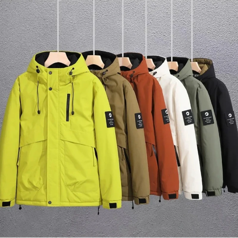 

Winter Outdoor Hooded Workwear Jacket Men's Windproof Waterproof Thickened Hooded Parka Coat Winter Loose Men's Cotton Clothing