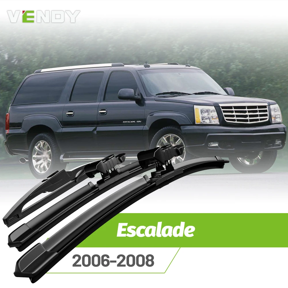 Vorder- und Heckscheibenwischer-Set für Cadillac Escalade (III) 2006–2008, Windschutzscheiben-Regenbürsten, 22 Zoll + 22 Zoll, 12 Zoll