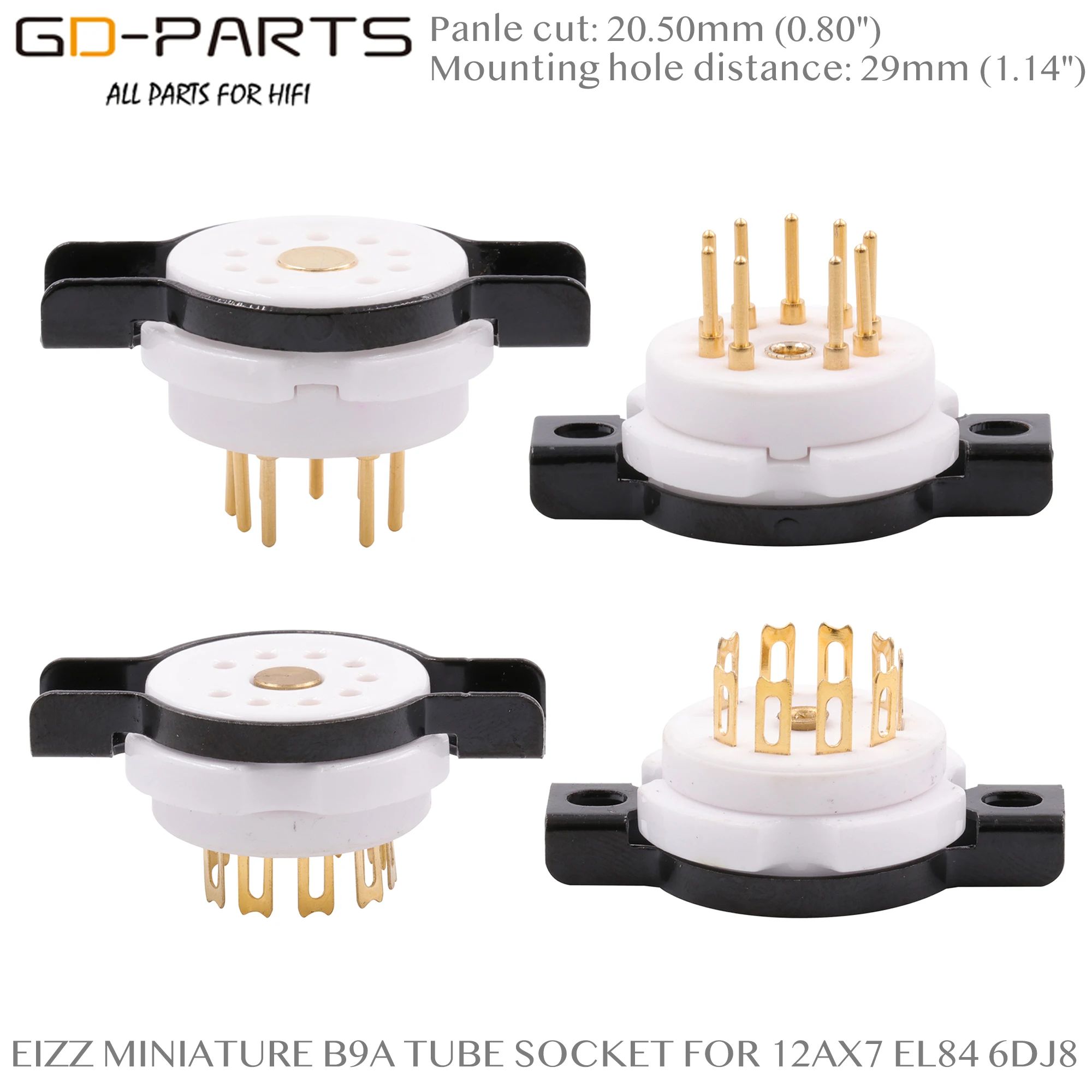 EIZZ 9-pinowe ceramiczne gniazdo lampowe do 12AX7 ECC82 ECC83 12AU7 12AT7 ECC81 24K pozłacane piny Hifi Audio Tube AMP DIY