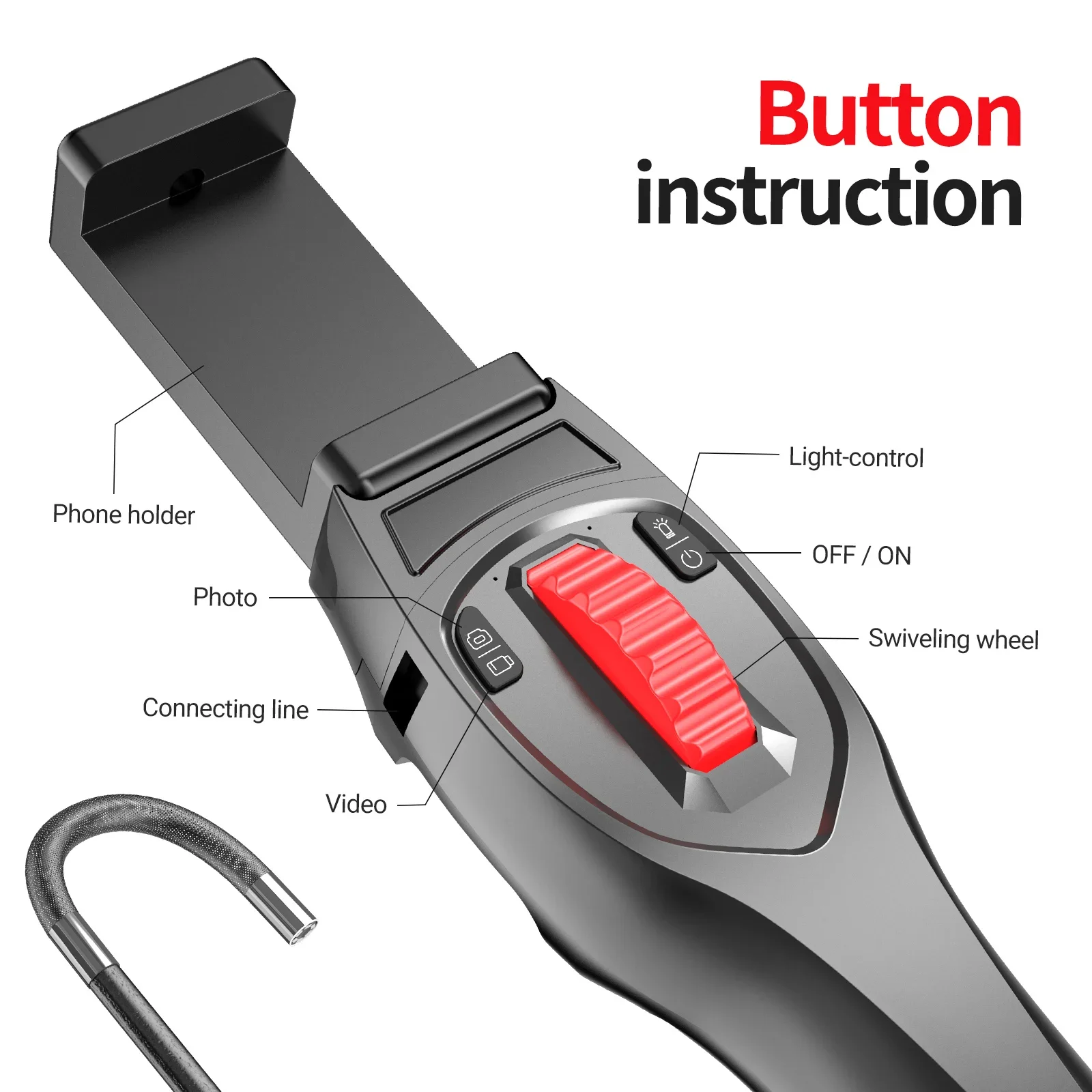 3,9 mm tweewegendoscoop scharnierende industriële Borescope Snake-camera met licht 360 ° Rotatie rioolcamera Ondersteuning Android IOS