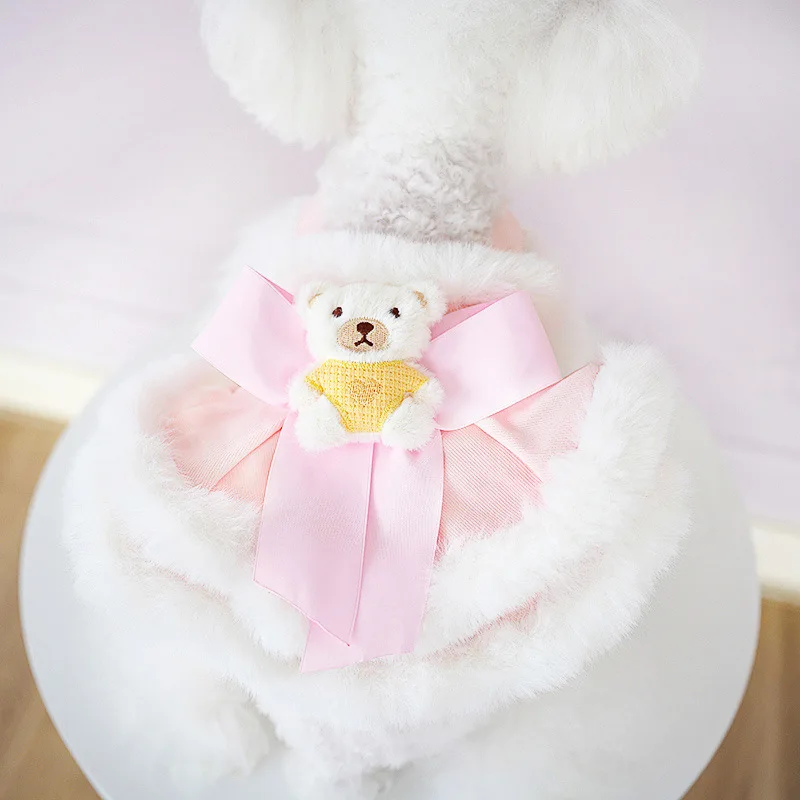 Lollipop Pet Dog Clothes Autumn and Winter New Top Strip Suspender Bear Skirt Teddy Bear Corgi Clothes Wholesale Hair