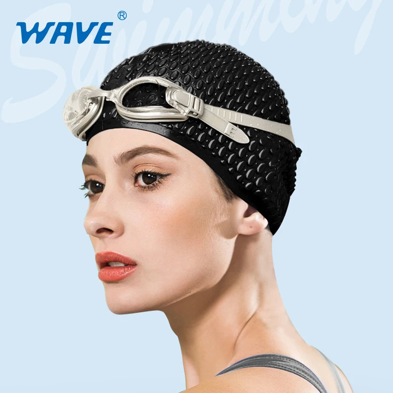 WAVE Hot Selling Silicone Particle Water Drop Swimming Cap Solid Color Waterproof Head Swimming Equipment Swim Cap