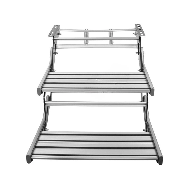 

RV folding step trailer get on the bus welcome aluminum alloy manual shrinkage single layer double layer pedal electric pedal