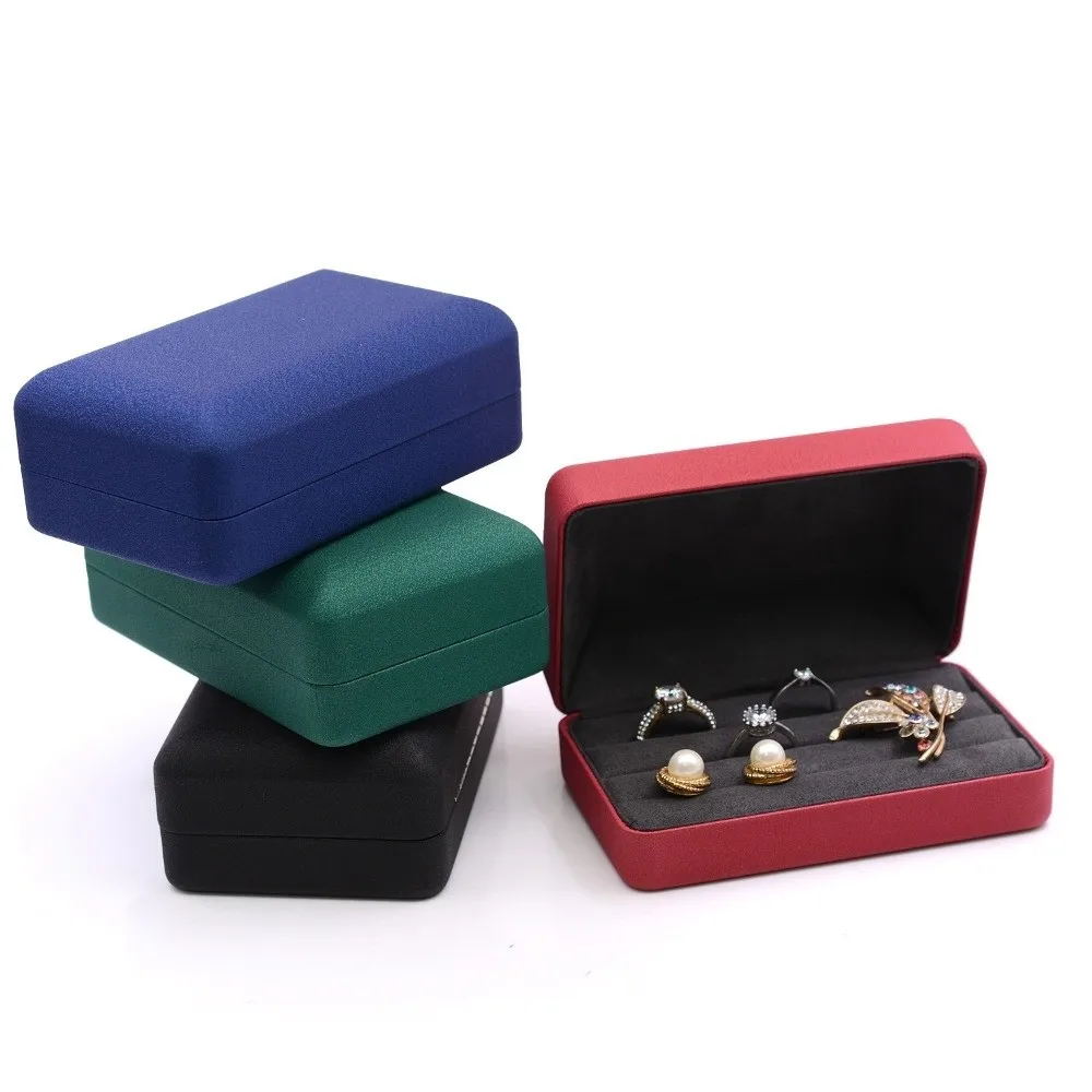 

New Velvet Ring Organizer Box PU Leather Exquisite Jewelry Display Case Stackable Design Mini Jewelry Box Travel Storage
